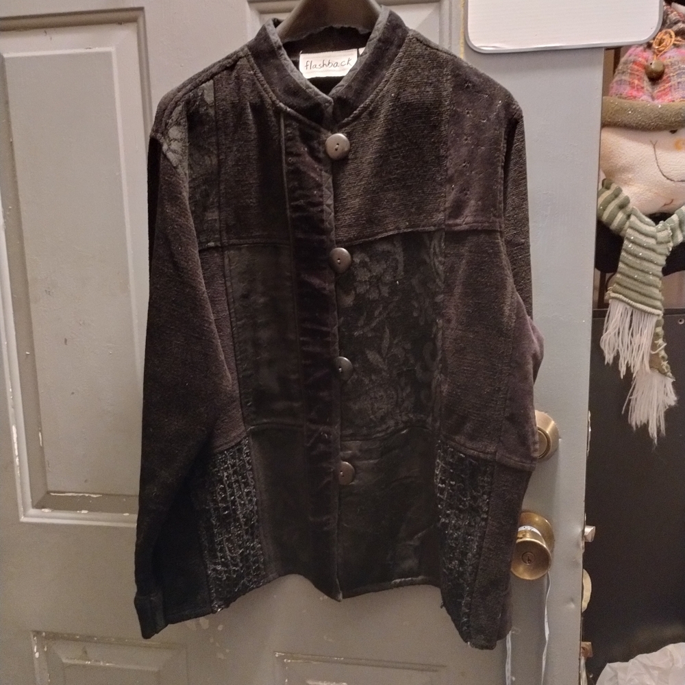Vintage Black Flashback Patchwork Jacket Sz M - image 1